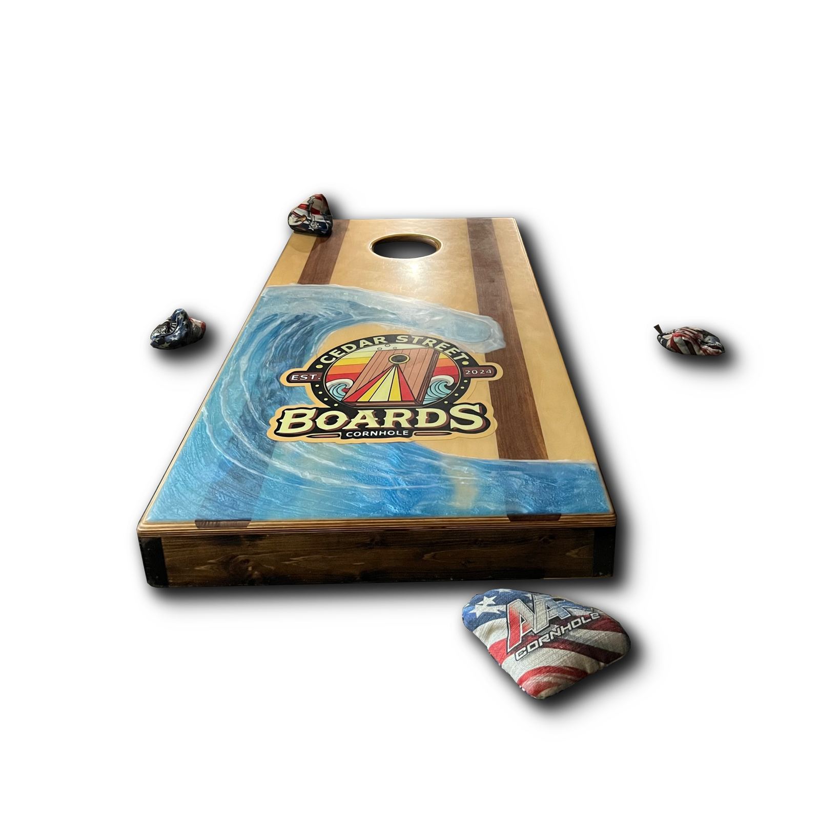 Wave design cornhole boards